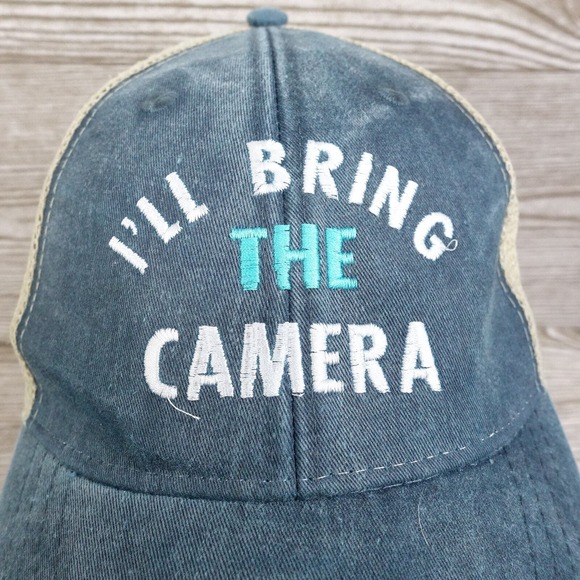 I'LL BRING THE CAMERAS DISTRESSED SNAPBACK MESH CURVE BASEBALL HAT CAP - Picture 2 of 10